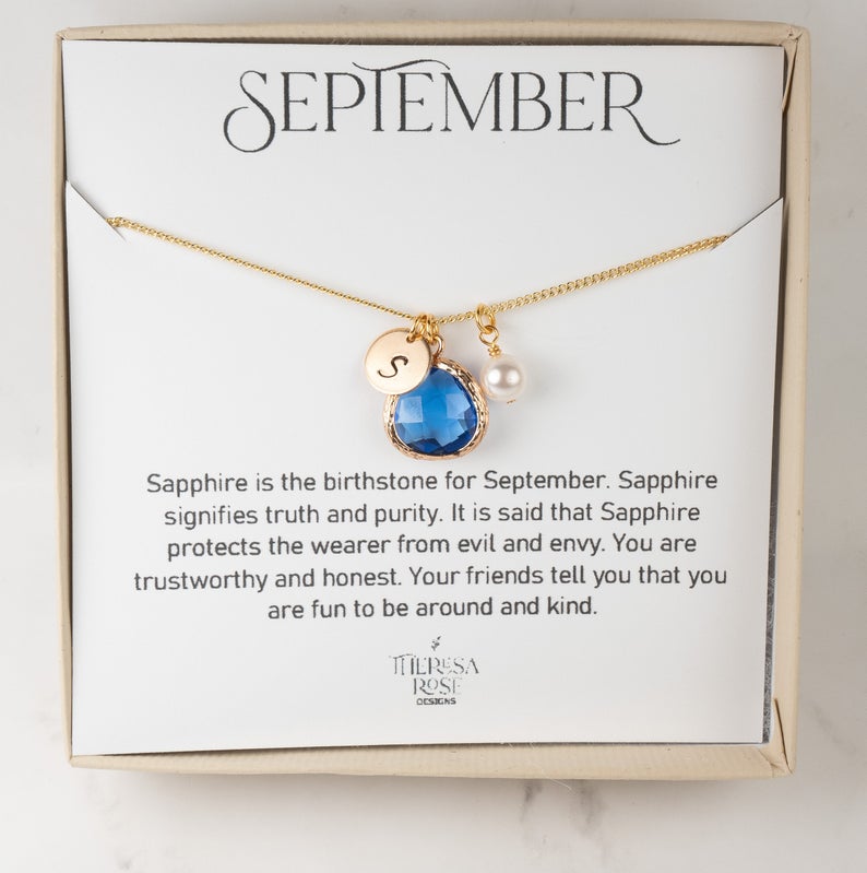 September Birthstone Ombre Birthstone 40th Birthday Gifts for Women Sapphire Necklace Blue Sapphire
